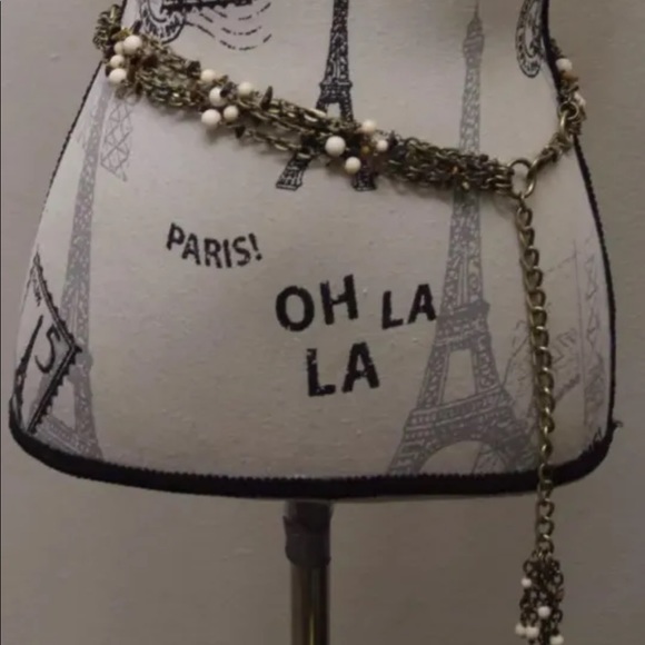 Vintage Metal Chain Women Belt Braided Stones Beads Antique Gold Chain Boho Chai - Picture 6 of 7